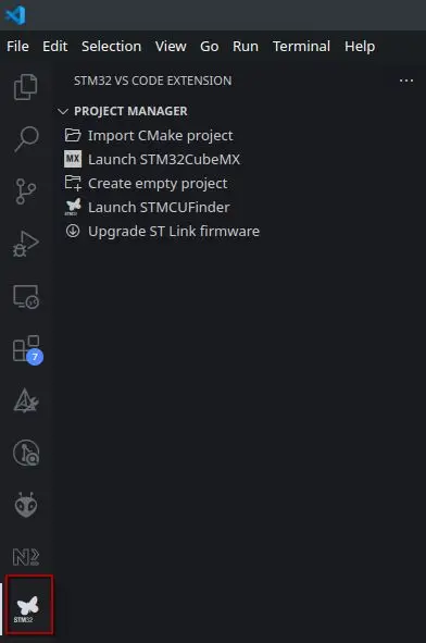 STM32 VS Code Extension Panel