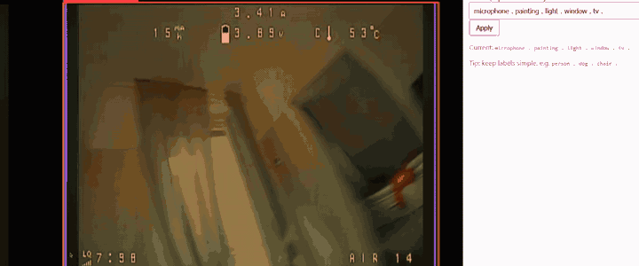 Live demonstration of changing the detection classes on an FPV video